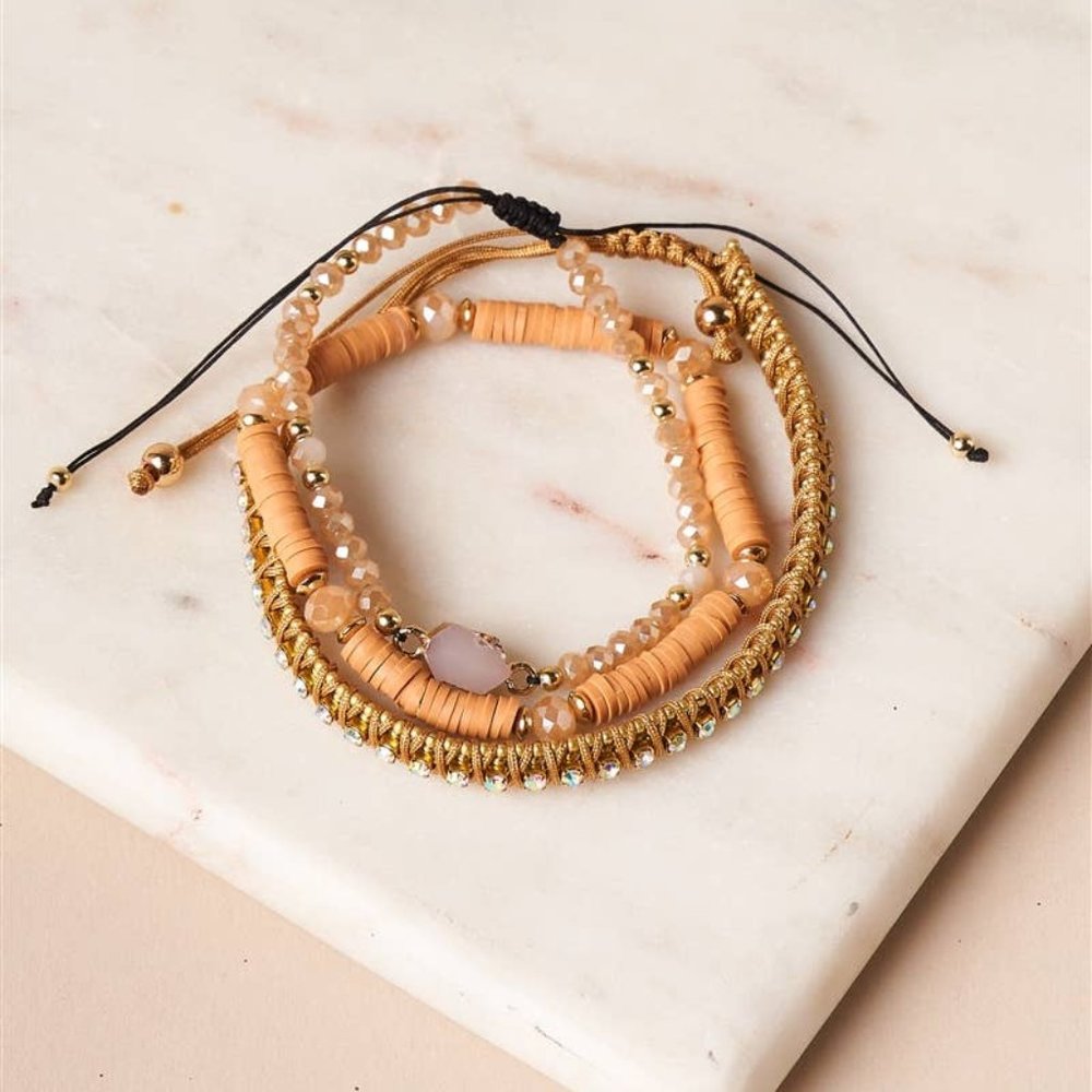 Khaki Jewel Toned Beaded Bracelets